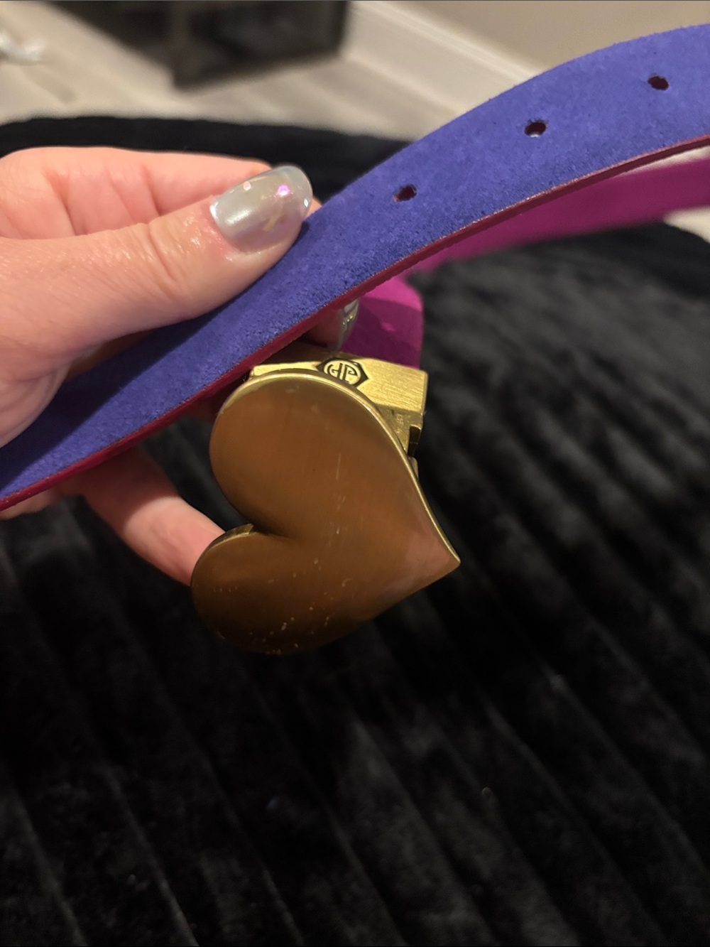 St John’s Vintage 90’s Heart Buckle Suede Purple and Pink - Gold Accent